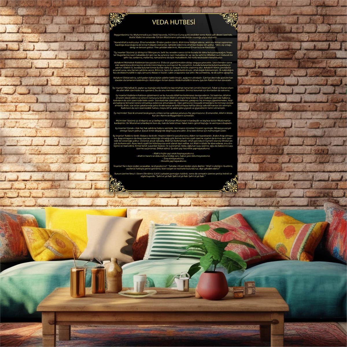 Farewell Sermon Glass Wall Art with Türkish Script