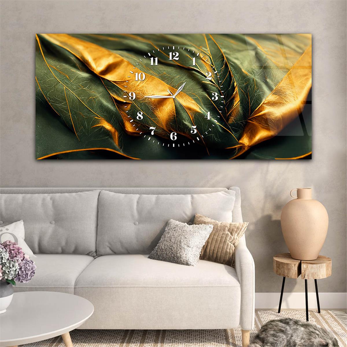 Yatay Saatli Ortadan Sanat Temalı Cam Tablo136