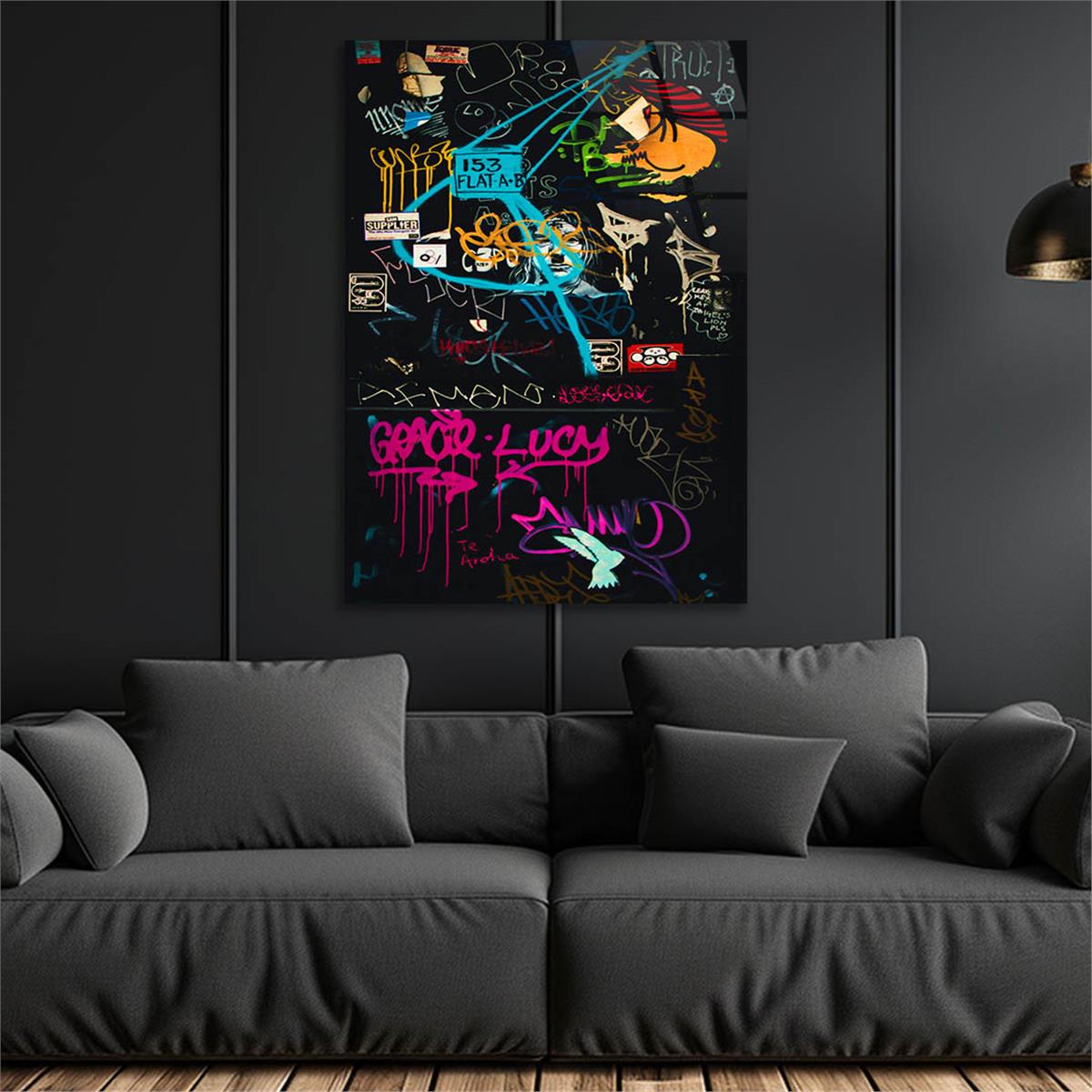 Dikey Sanat Temalı Cam Tablo 536