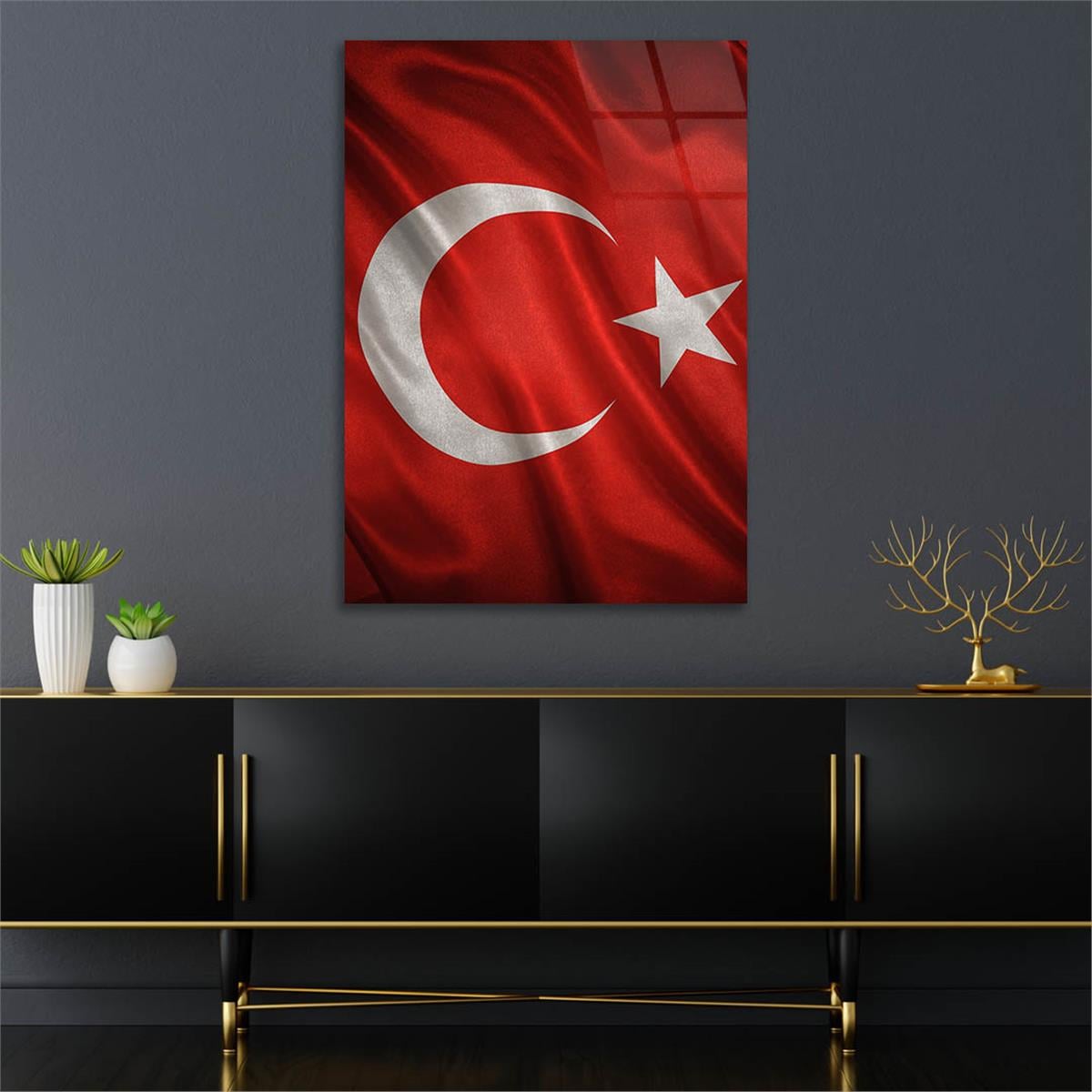 Dikey VatanTemalı Cam Tablo 166