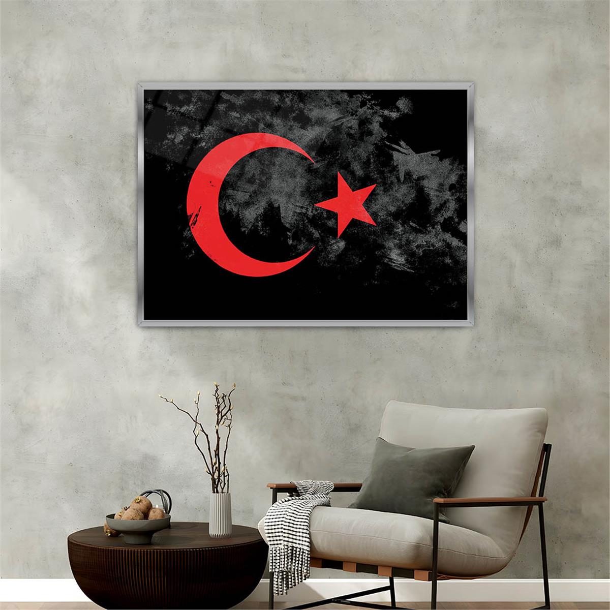 Alüminyum Çerçeveli Vatan Temalı Cam Tablo 076