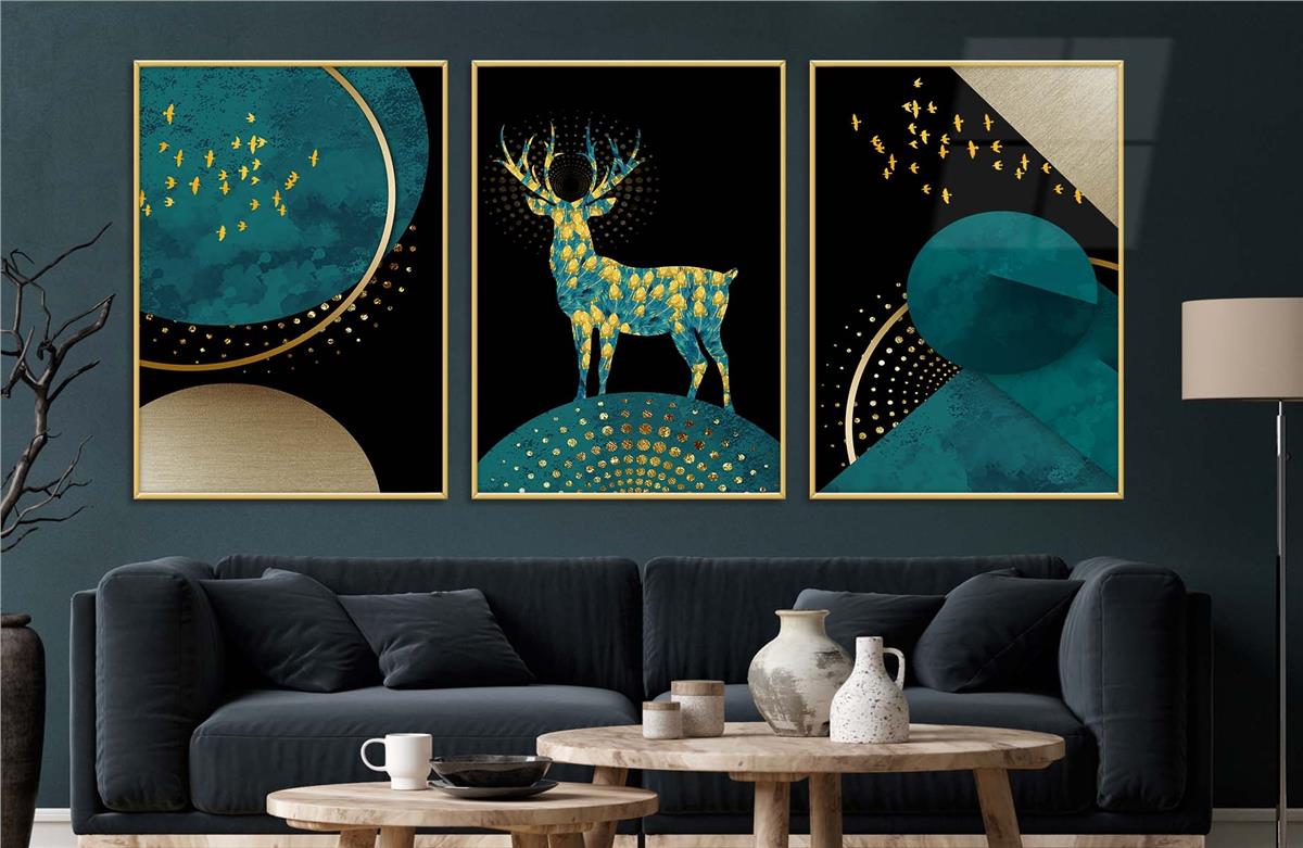 Alüminyum Çerçeveli Sanat Temalı 3lü Set CAM Tablo 0036