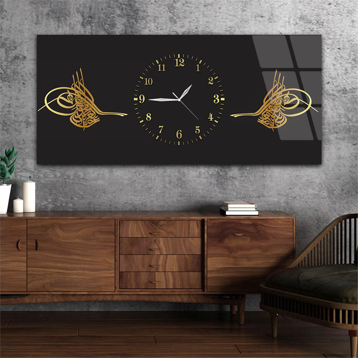 Horizontaal, in Het Midden Voorzien Van Een Klok, Religieus Thema Gehard Glasschilderij 107