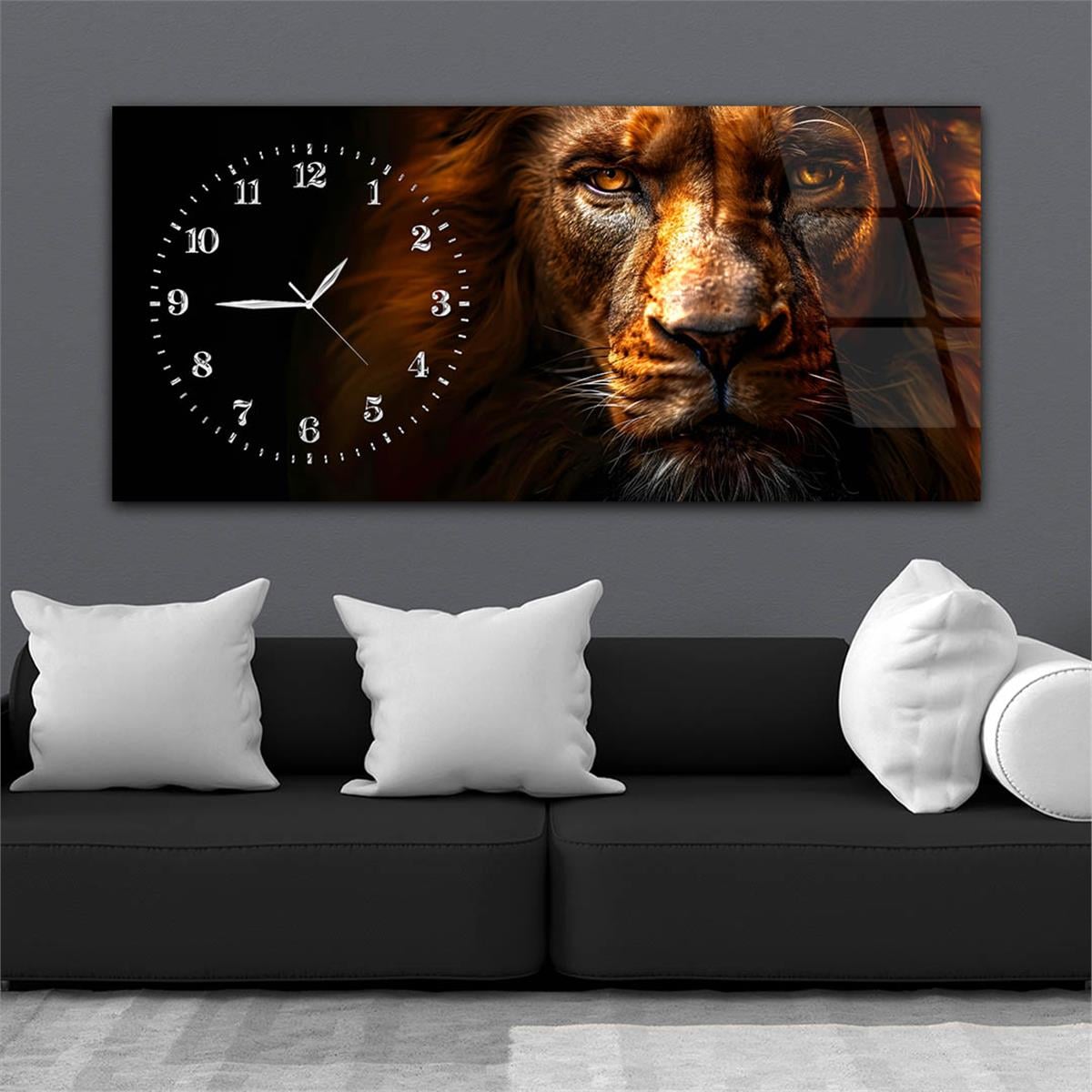 Yatay Saatli Yandan Sanat Temalı Cam Tablo 318