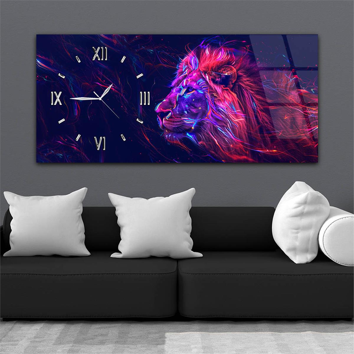 Yatay Saatli Yandan Sanat Temalı Cam Tablo 320