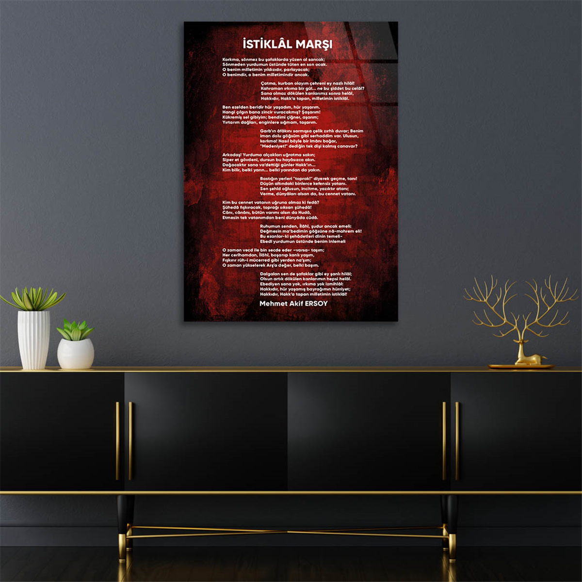Turkish National Anthem Tempered Glass Wall Art 