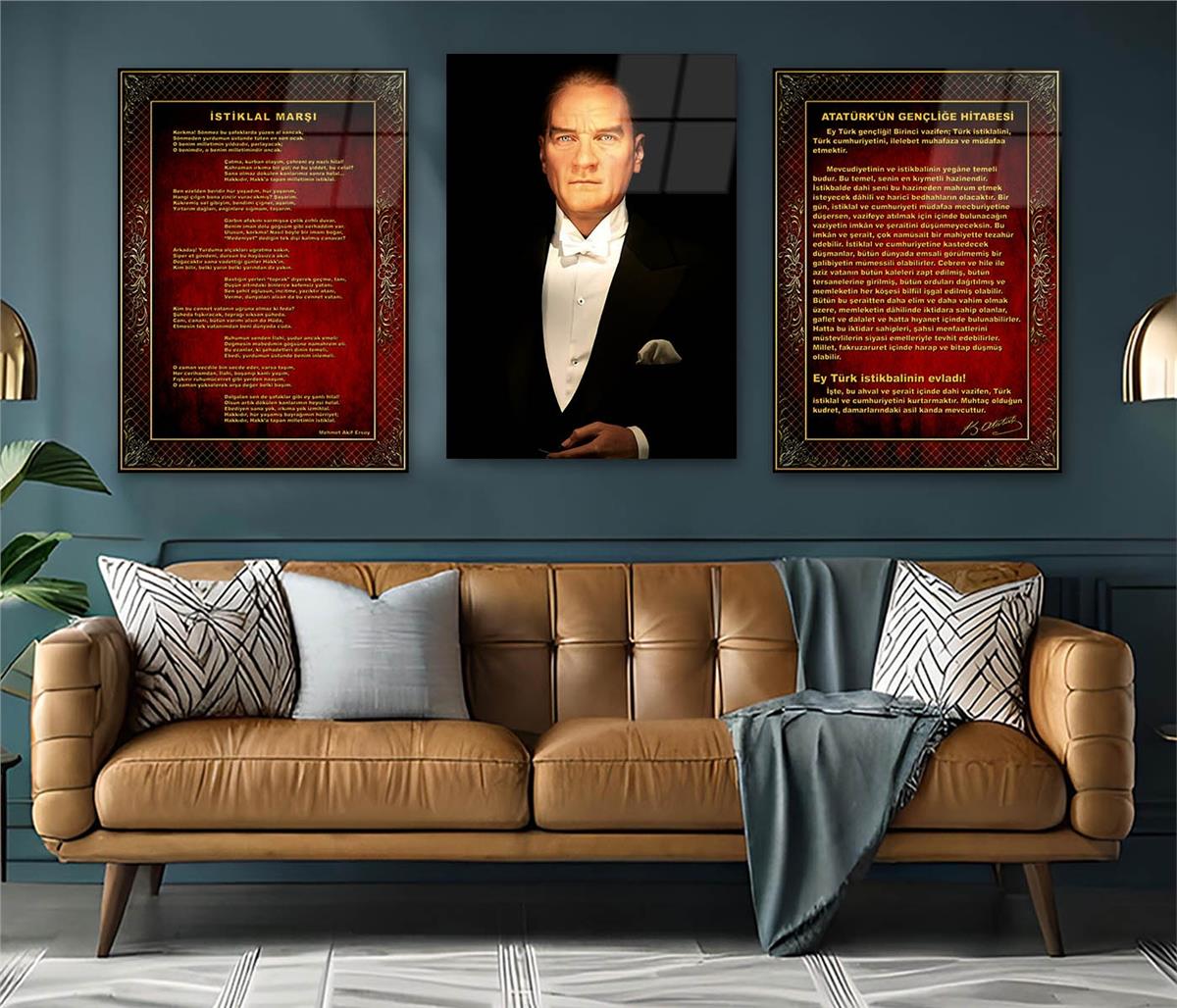  3lü Set VatanTemalı Cam Tablo 40