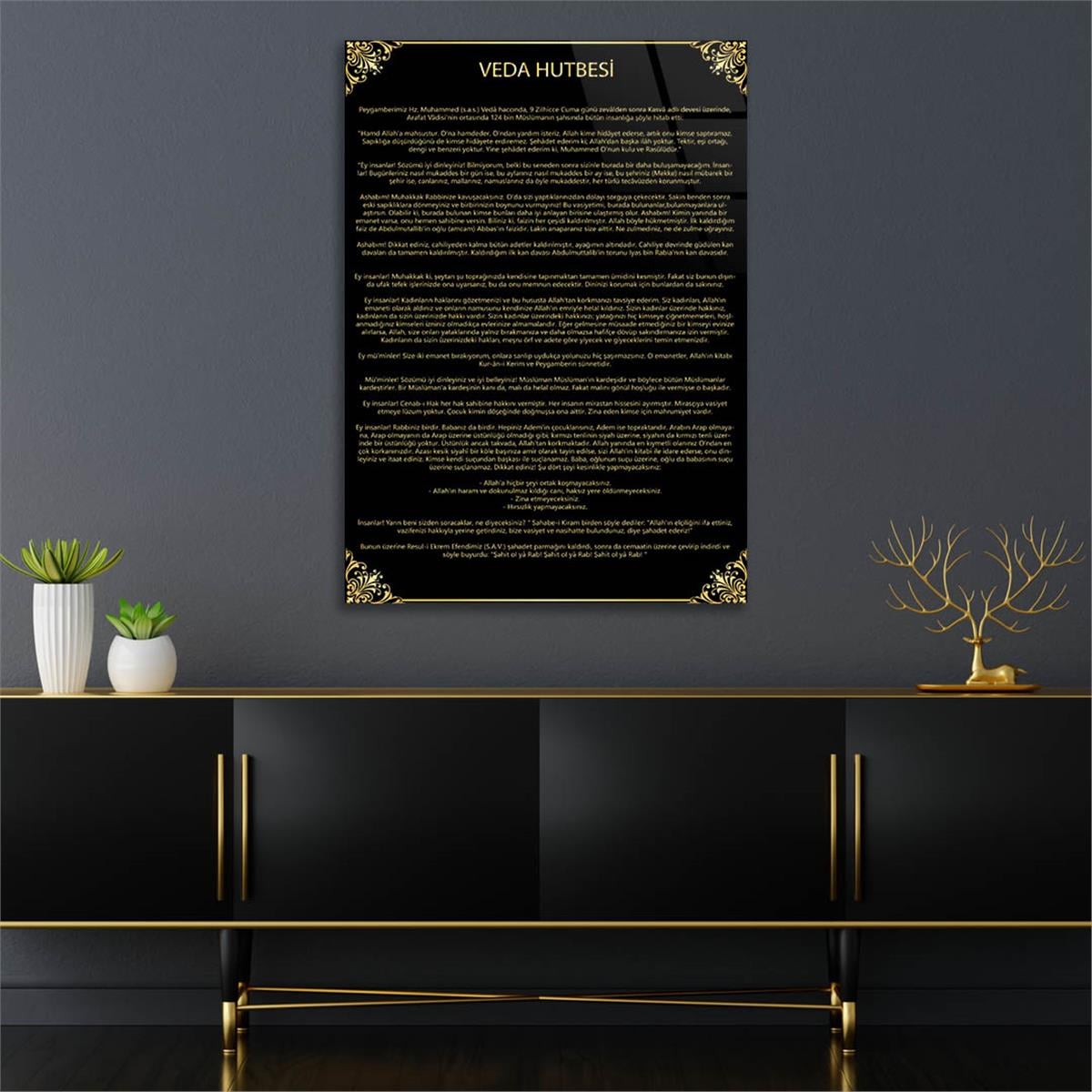 Farewell Sermon Glass Wall Art with Türkish Script