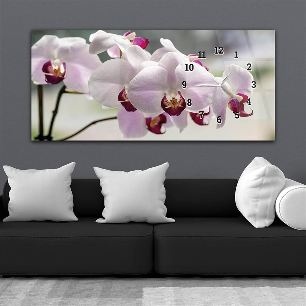 لوحة زجاجية  أفقية ذات طابع فني و طبيعي مع ساعة  جانبية  202