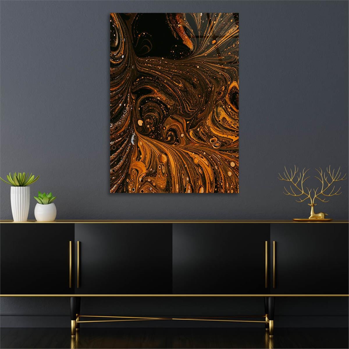 Dikey Sanat Temalı Cam Tablo 537