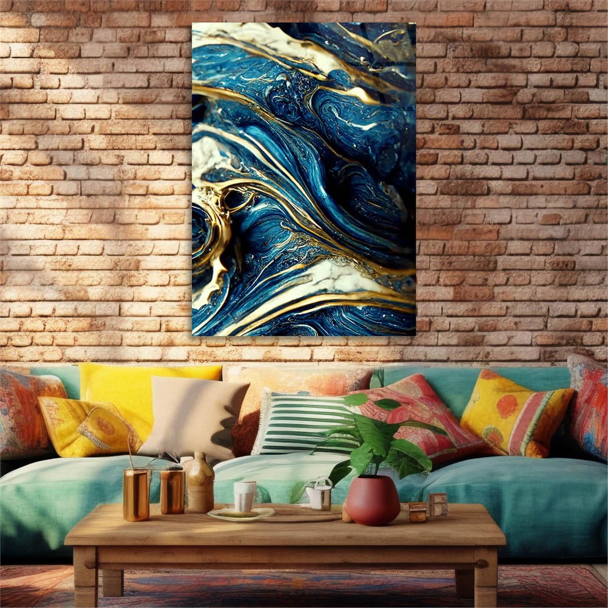 Dikey Sanat Temalı Cam Tablo 558