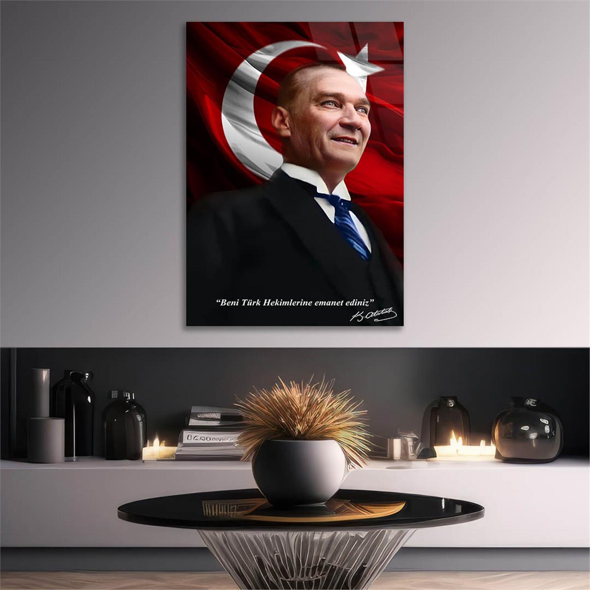 Dikey VatanTemalı Cam Tablo 190