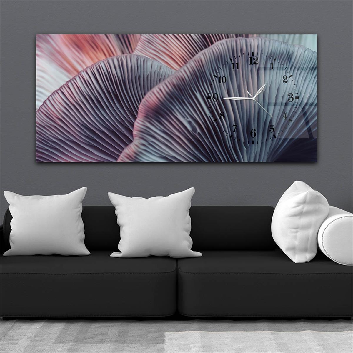 Yatay Saatli Yandan Sanat ve Doğa Temalı Cam Tablo 071