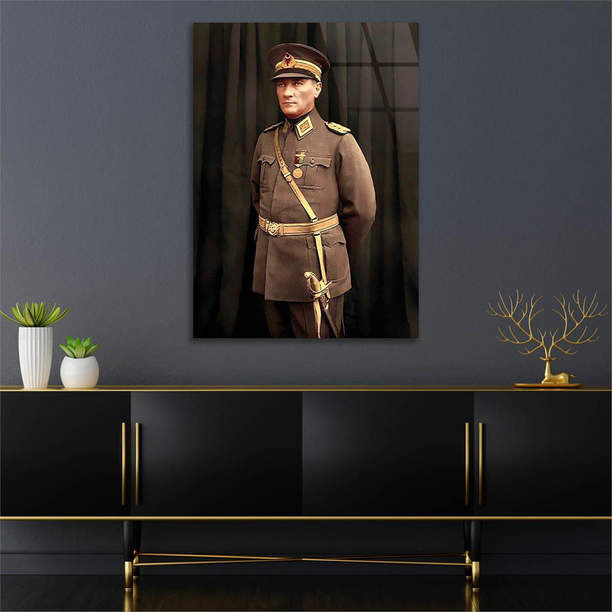 Mustafa Kemal Atatürk Gehard Glasschilderij 