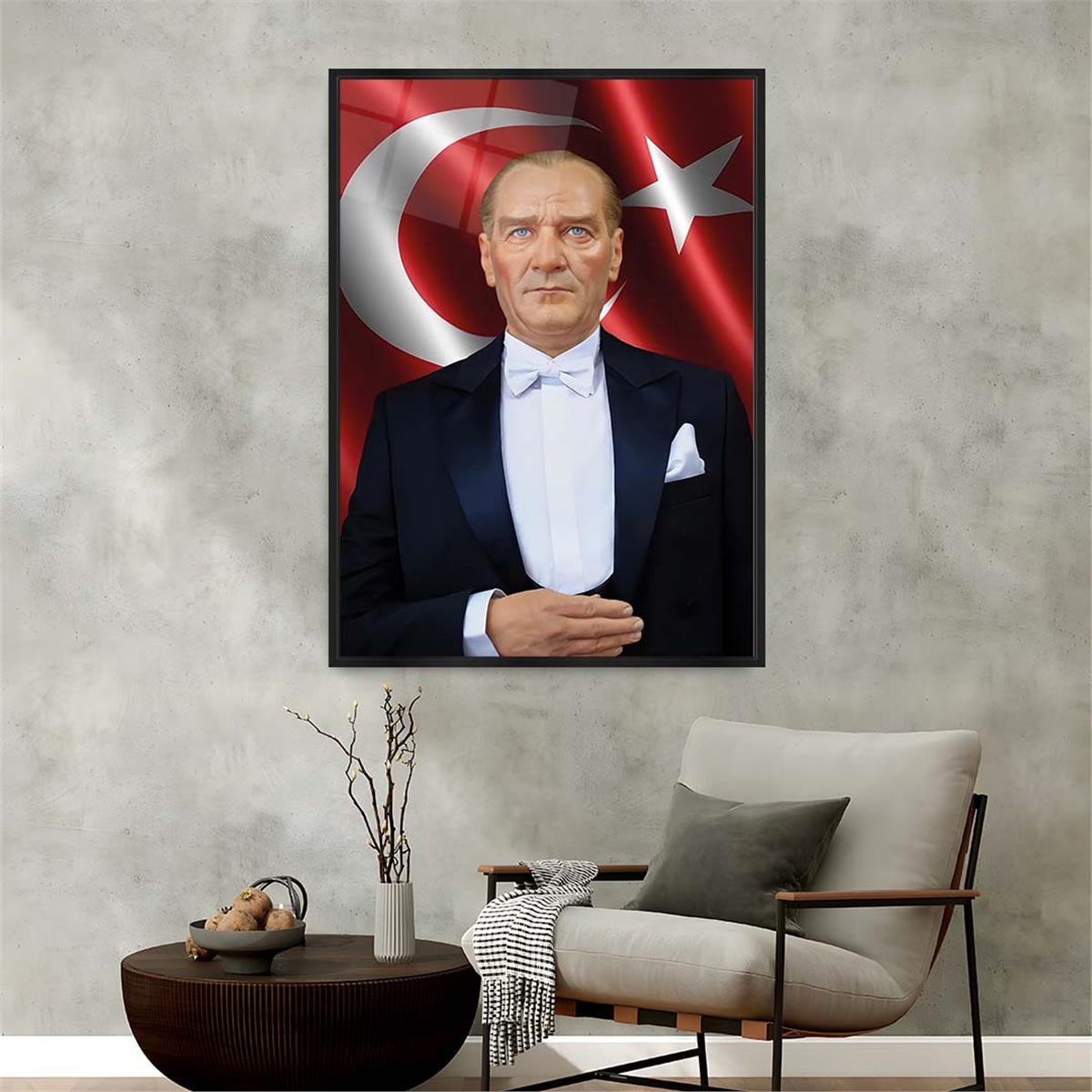 Aluminum-Framed National-Themed Tempered Glass Wall Art 077