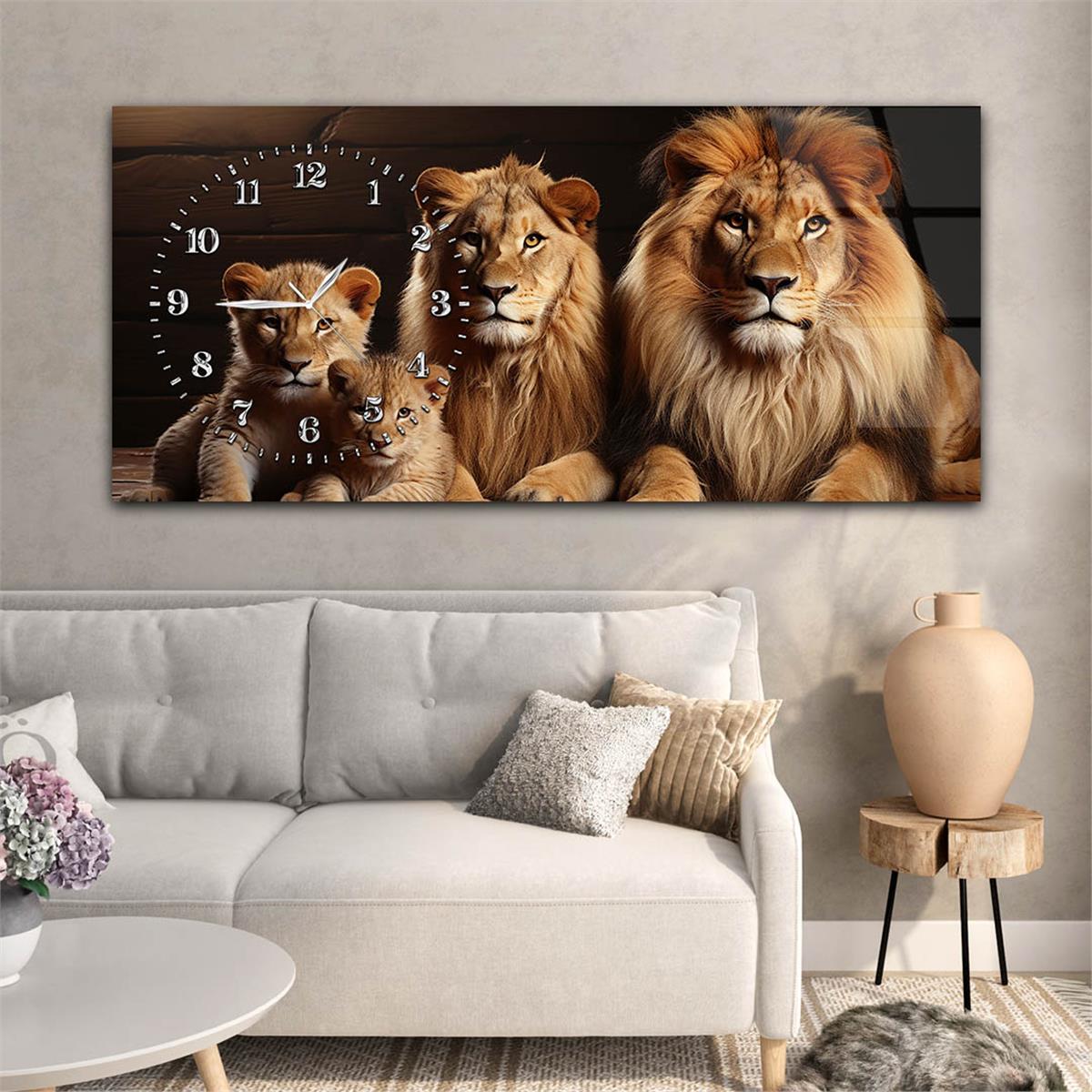 Yatay Saatli Yandan Sanat Temalı Cam Tablo 317