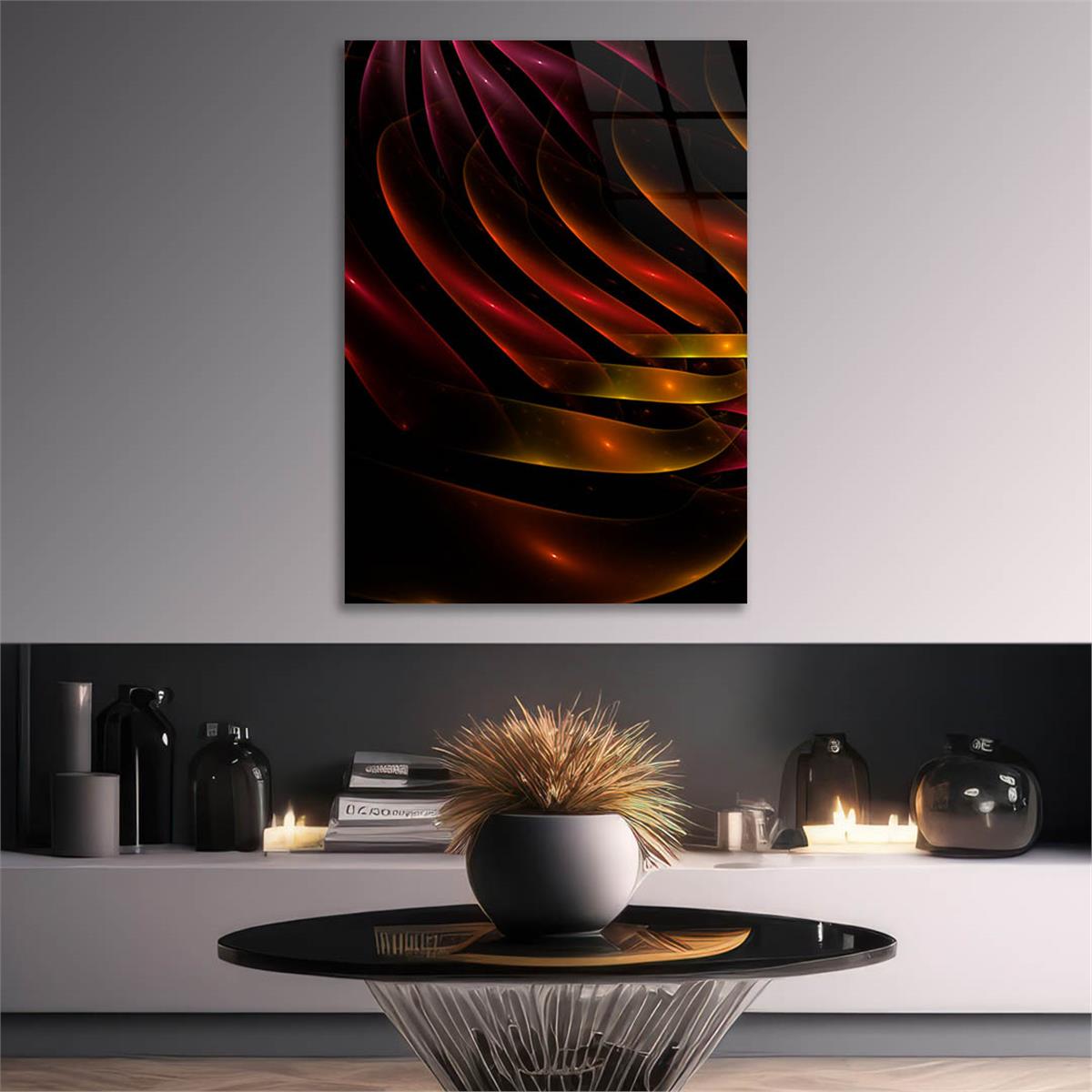 Dikey Sanat Temalı Cam Tablo 410