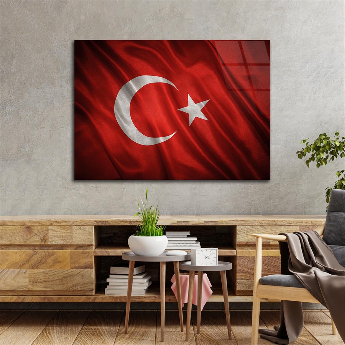 Yatay VatanTemalı Cam Tablo 116