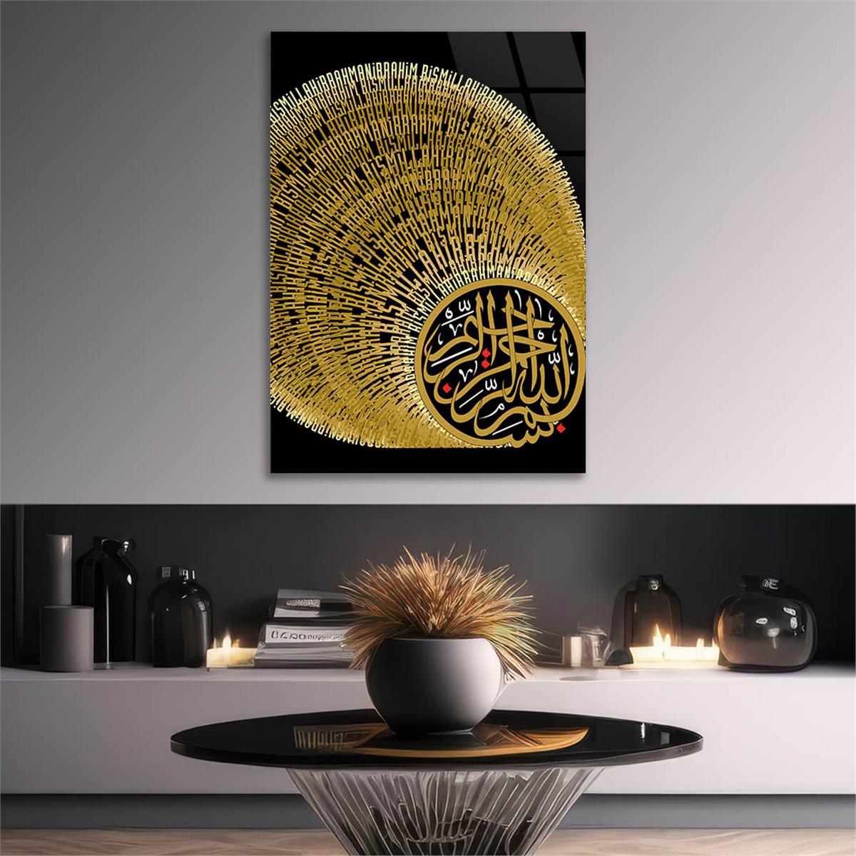 BESMELE YAZILI CAM TABLO 