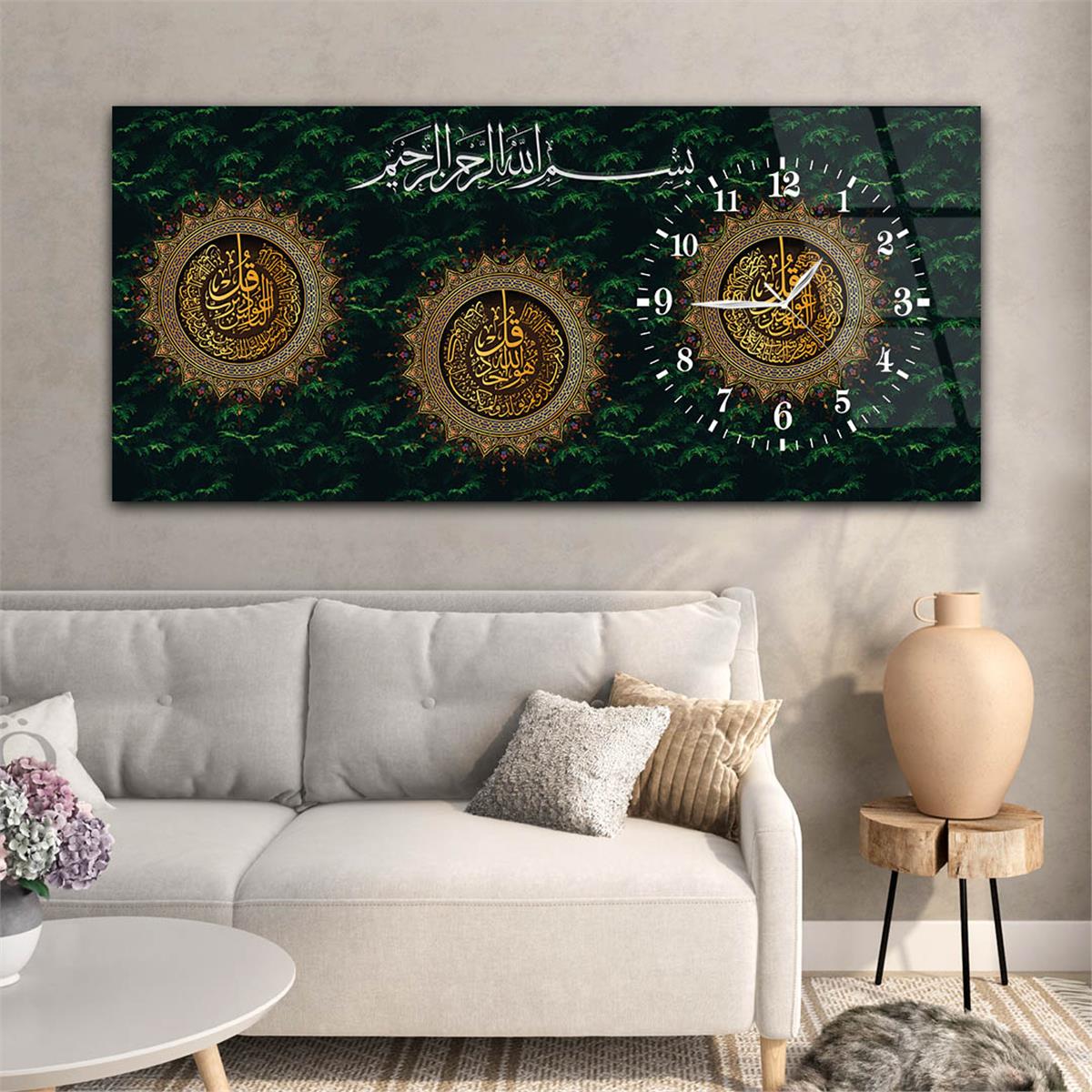 Side-Clock, Religious-Themed Horizontal Glass Wall Painting 059