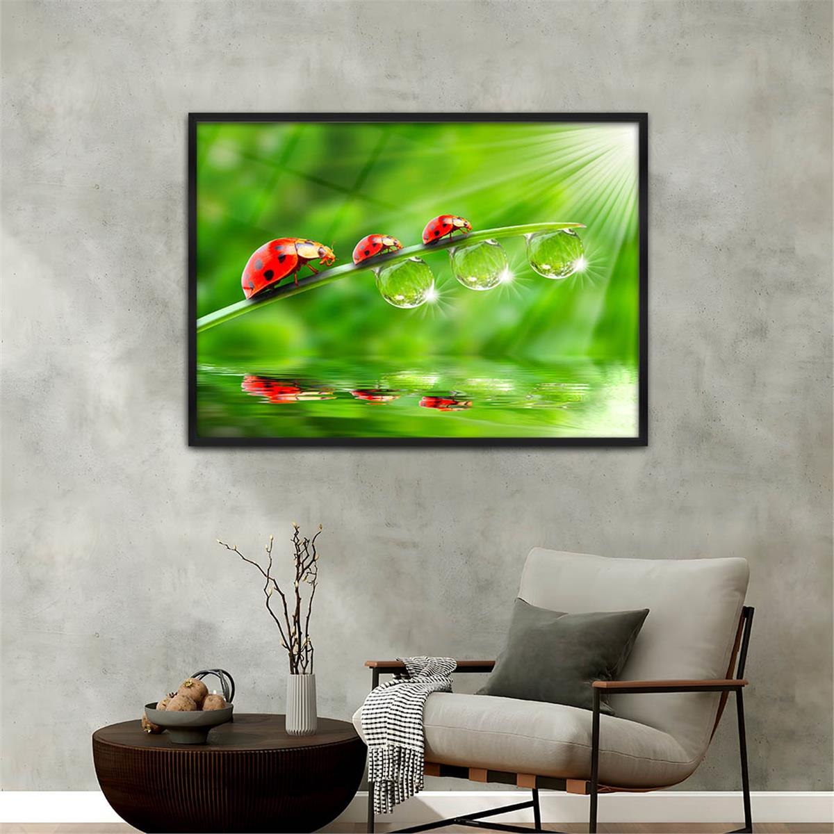 Aluminum-Framed Natured-Themed Tempered Glass Wall Art 073