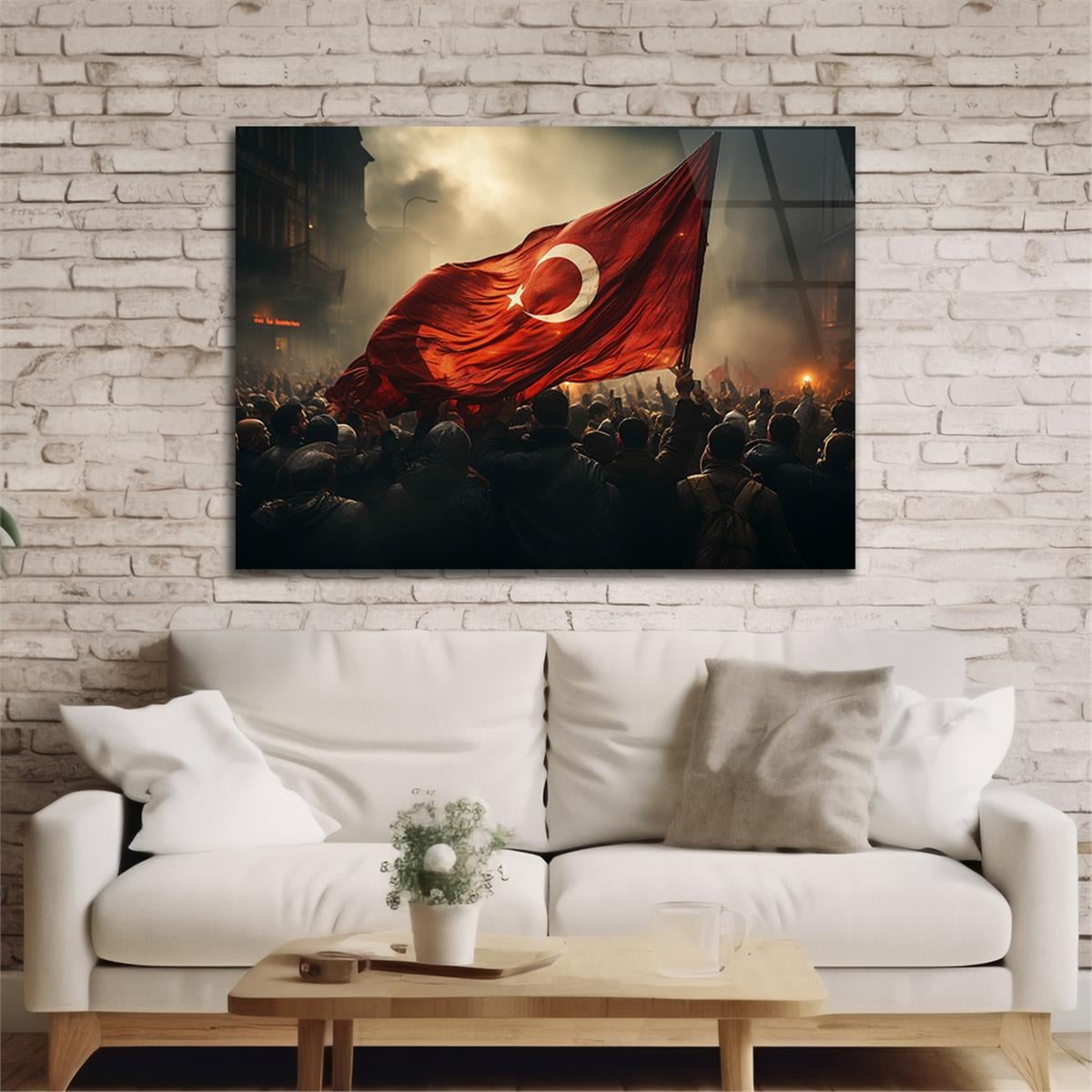 Yatay VatanTemalı Cam Tablo 111