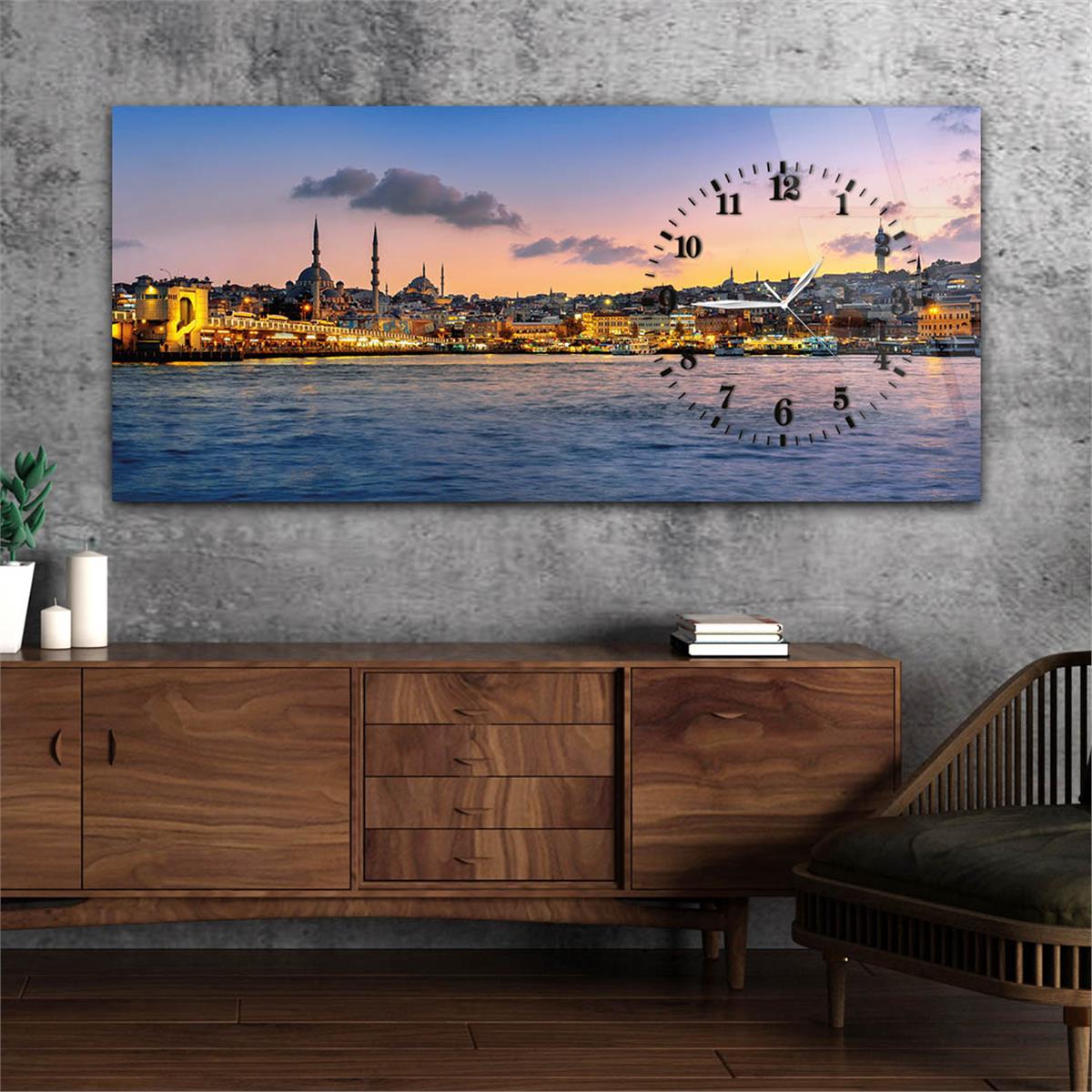 Side-Clock, Art And Nature-Themed Horizontal Glass Wall Painting 007