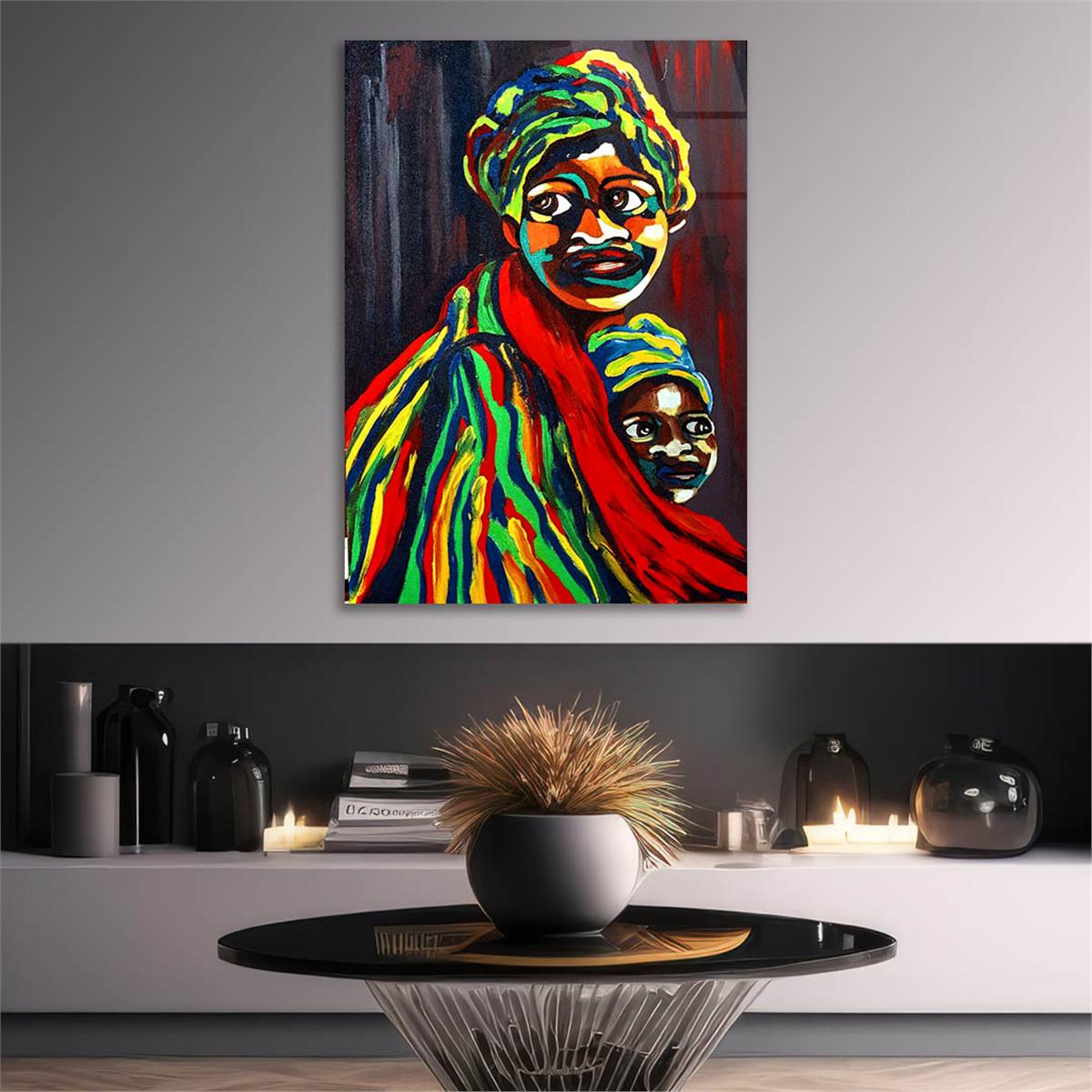 Dikey Sanat Temalı Cam Tablo 394