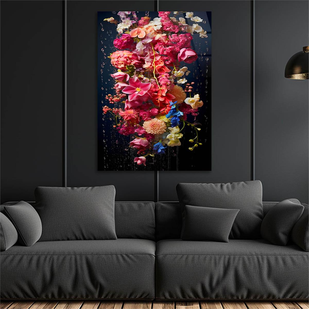 Dikey Sanat Temalı Cam Tablo 590