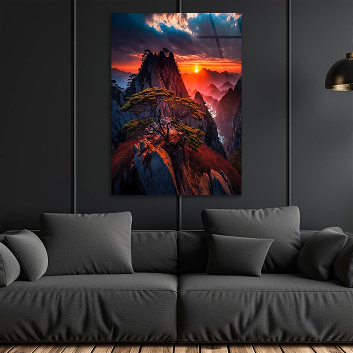 Dikey Sanat Temalı Cam Tablo 485