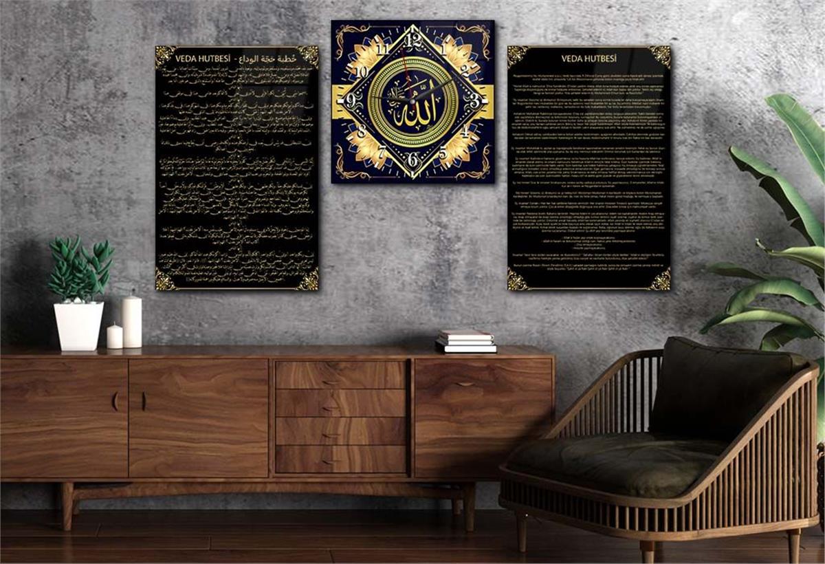 Farewell Sermon Tempered Glass Wall Art Set with Clock 