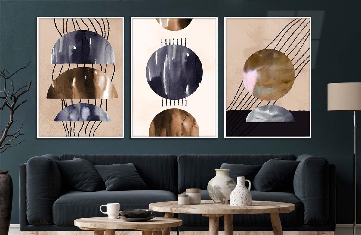 Alüminyum Çerçeveli Sanat Temalı 3lü Set CAM Tablo 0012