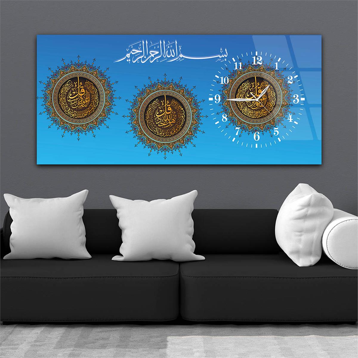 Side-Clock, Religious-Themed Horizontal Glass Wall Painting 056