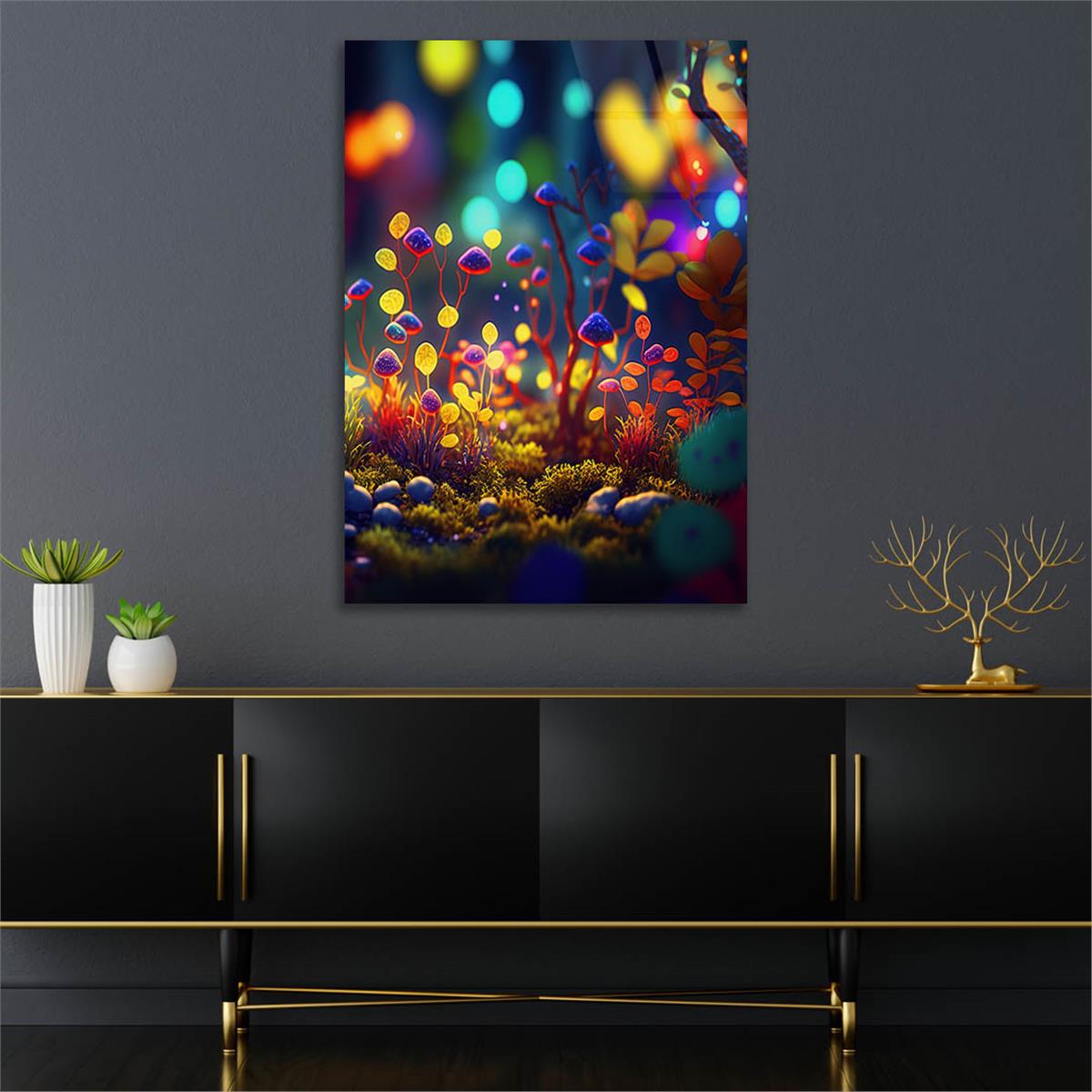 Dikey Sanat Temalı Cam Tablo 367