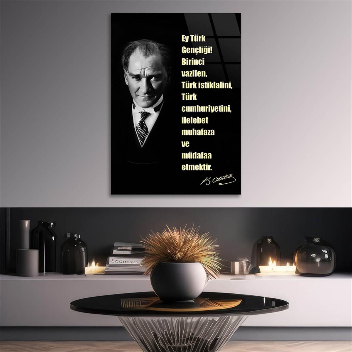 Dikey VatanTemalı Cam Tablo 198