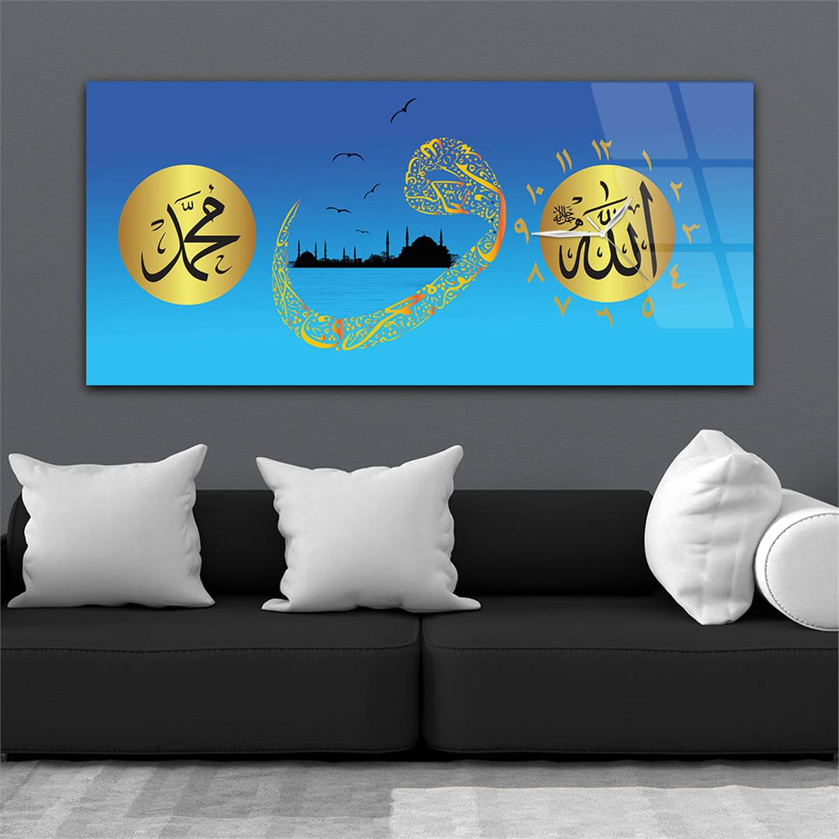 Side-Clock, Religious-Themed Horizontal Glass Wall Painting 004
