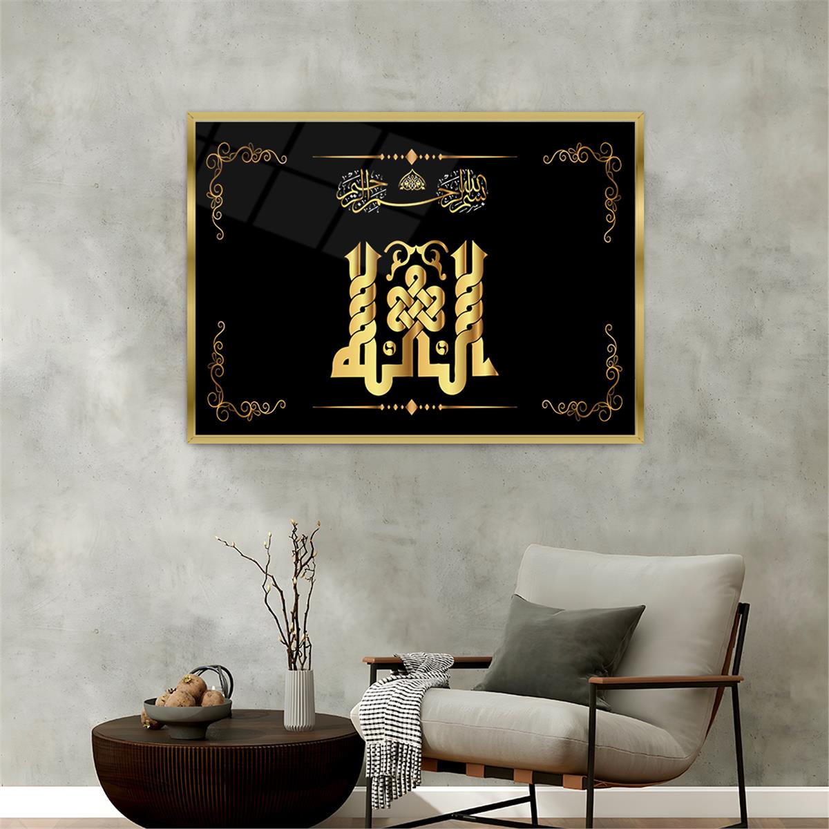 Tableau en verre à thème religieux avec cadre en aluminium  030