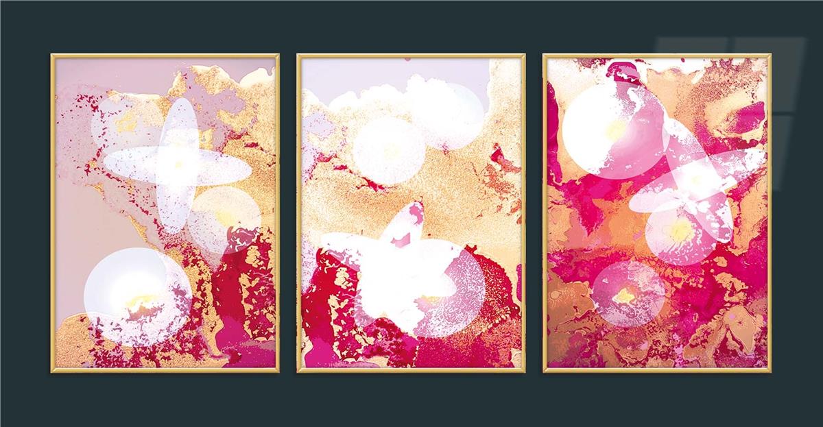 Alüminyum Çerçeveli Sanat Temalı 3lü Set MDF Tablo 0004