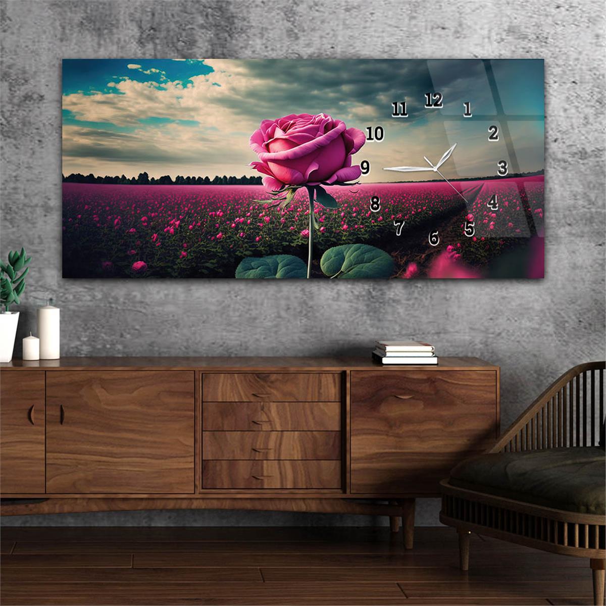 Night Howling Wolf Pack Horizontaal, Aan De Zijkant Voorzien Van Een Klok, Kunst en Natuur Thema Gehard Glasschilderij 237