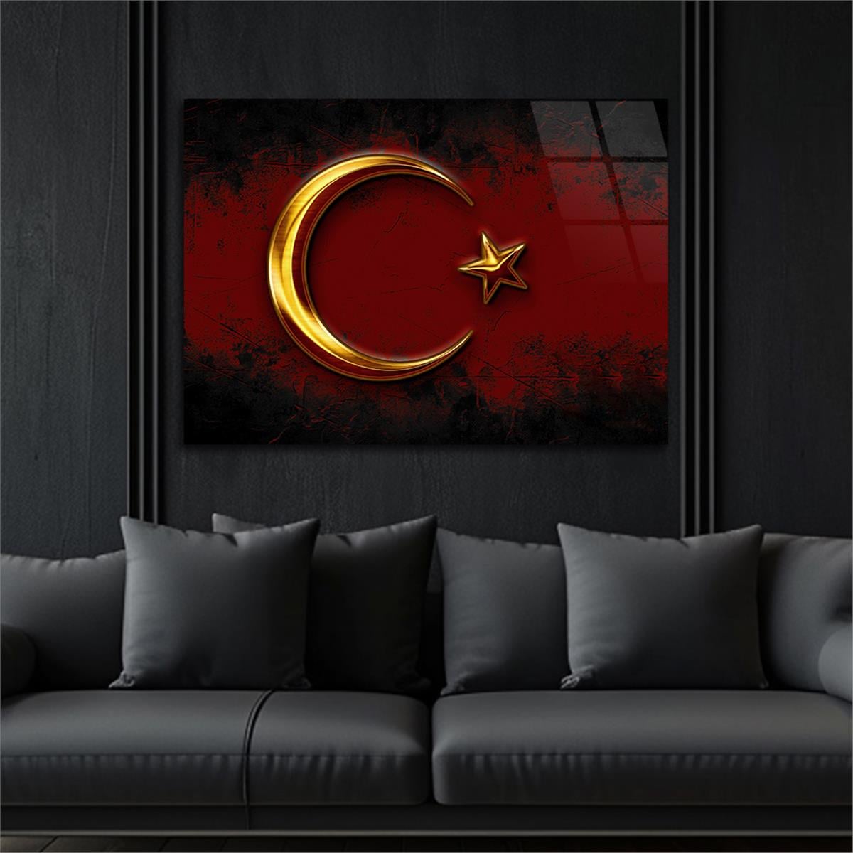 Yatay Vatan Temalı Cam Tablo 158