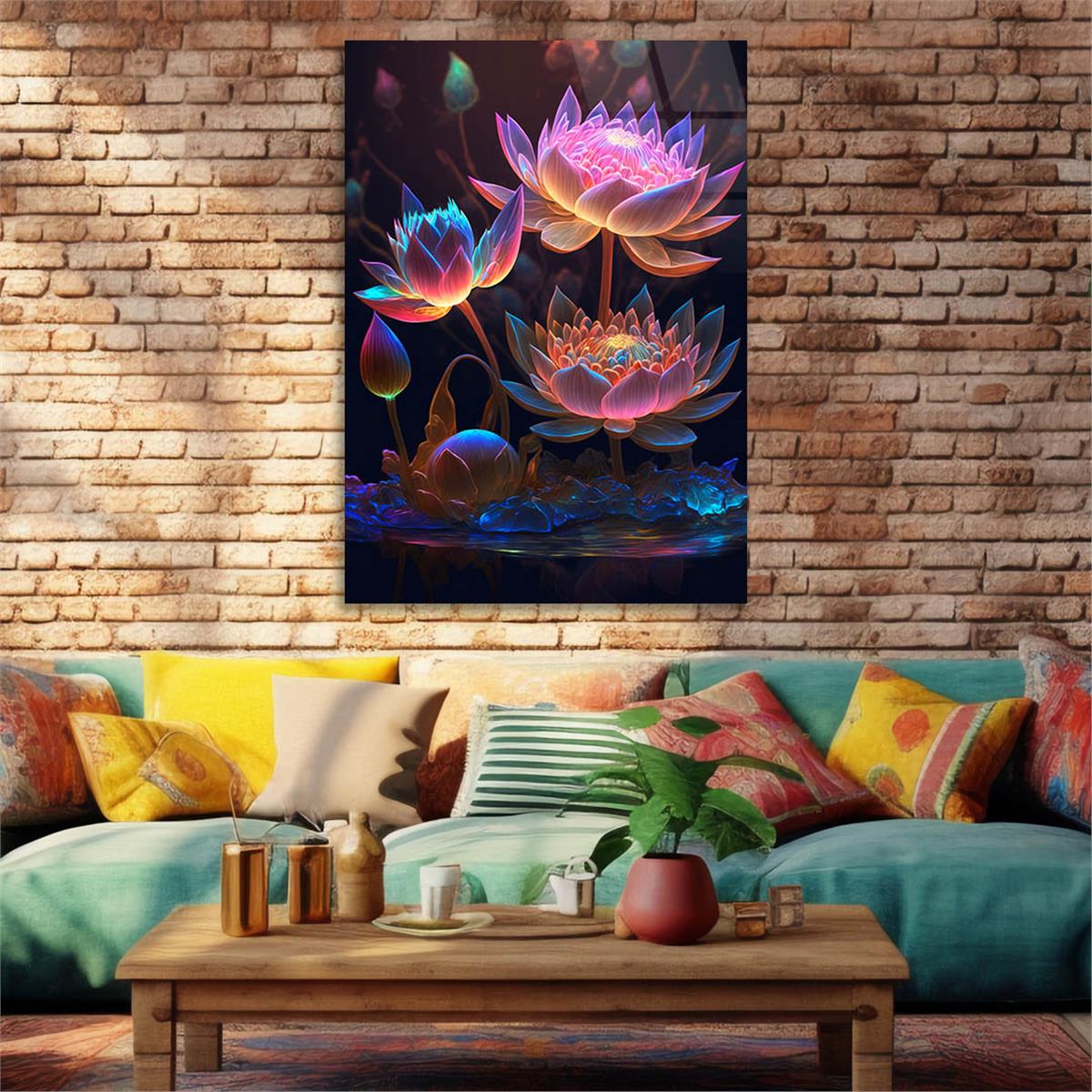 Dikey Sanat Temalı Cam Tablo 482