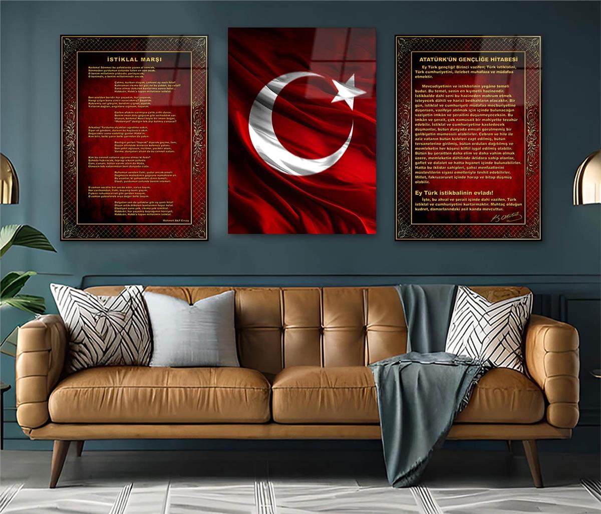  3lü Set VatanTemalı Cam Tablo 15