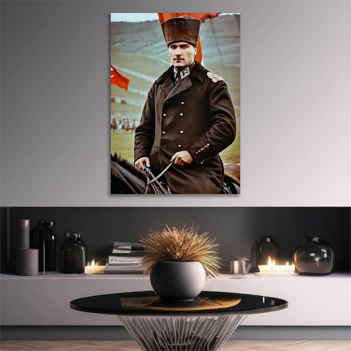 Dikey VatanTemalı Cam Tablo 250