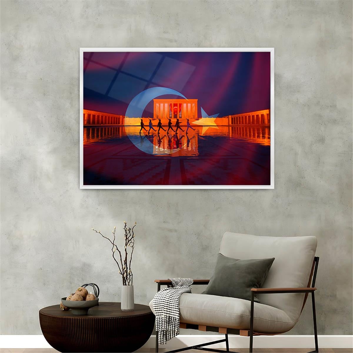 Alüminyum Çerçeveli Vatan Temalı Cam Tablo 078