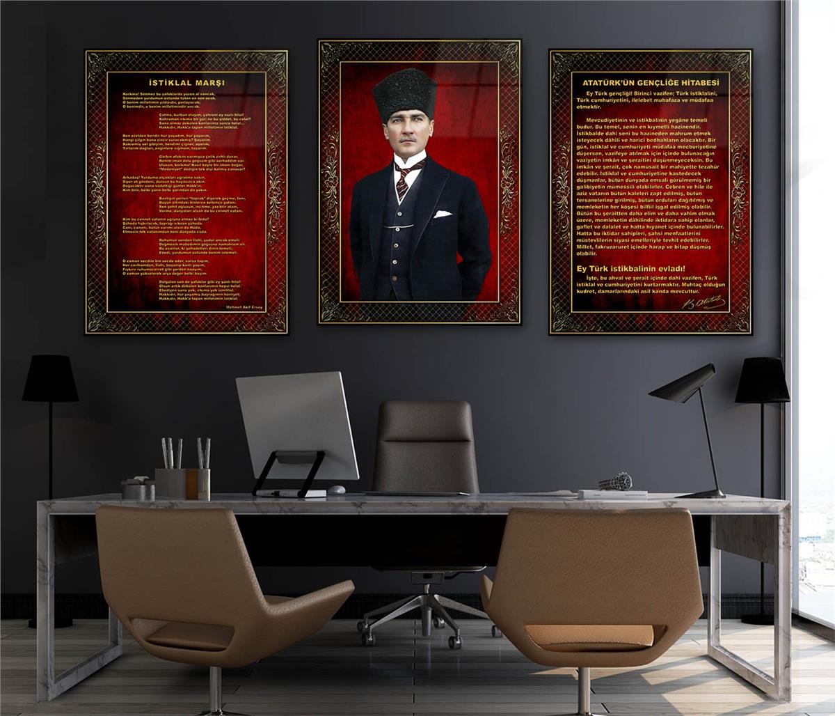  3lü Set VatanTemalı Cam Tablo 18