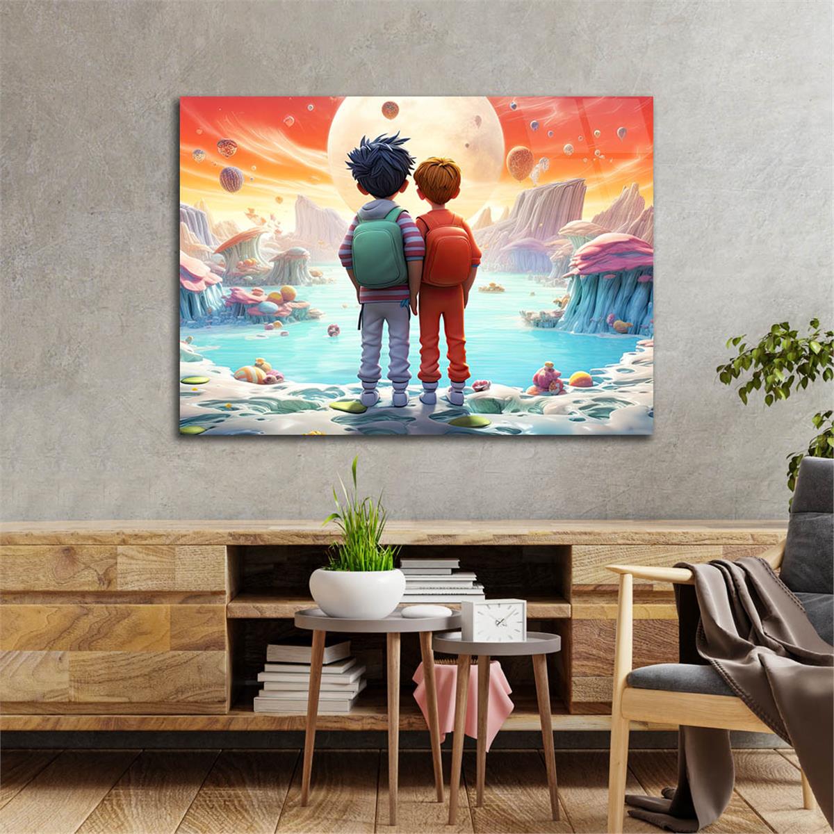 Horizontal Art-Themed Tempered Glass Wall Art 542