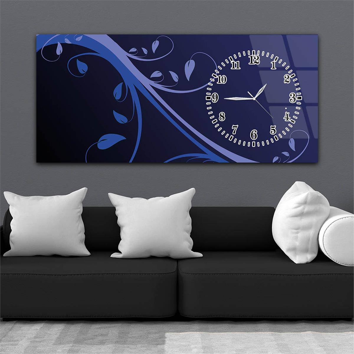 Yatay Saatli Yandan Sanat ve Doğa Temalı Cam Tablo 099