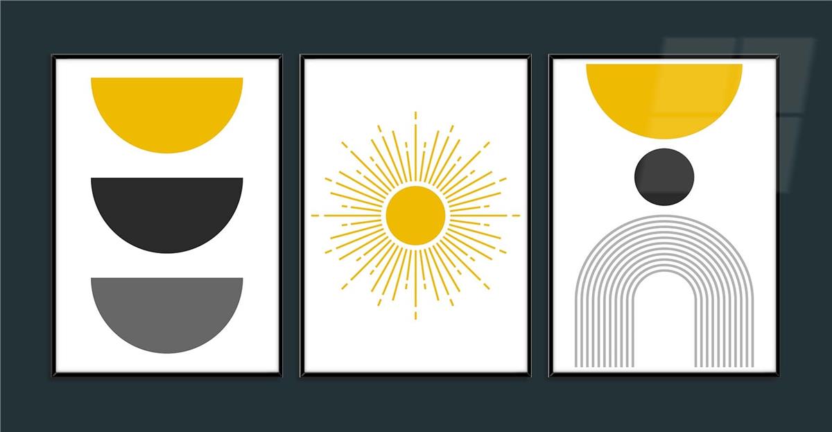 Alüminyum Çerçeveli Sanat Temalı 3lü Set MDF Tablo 0002