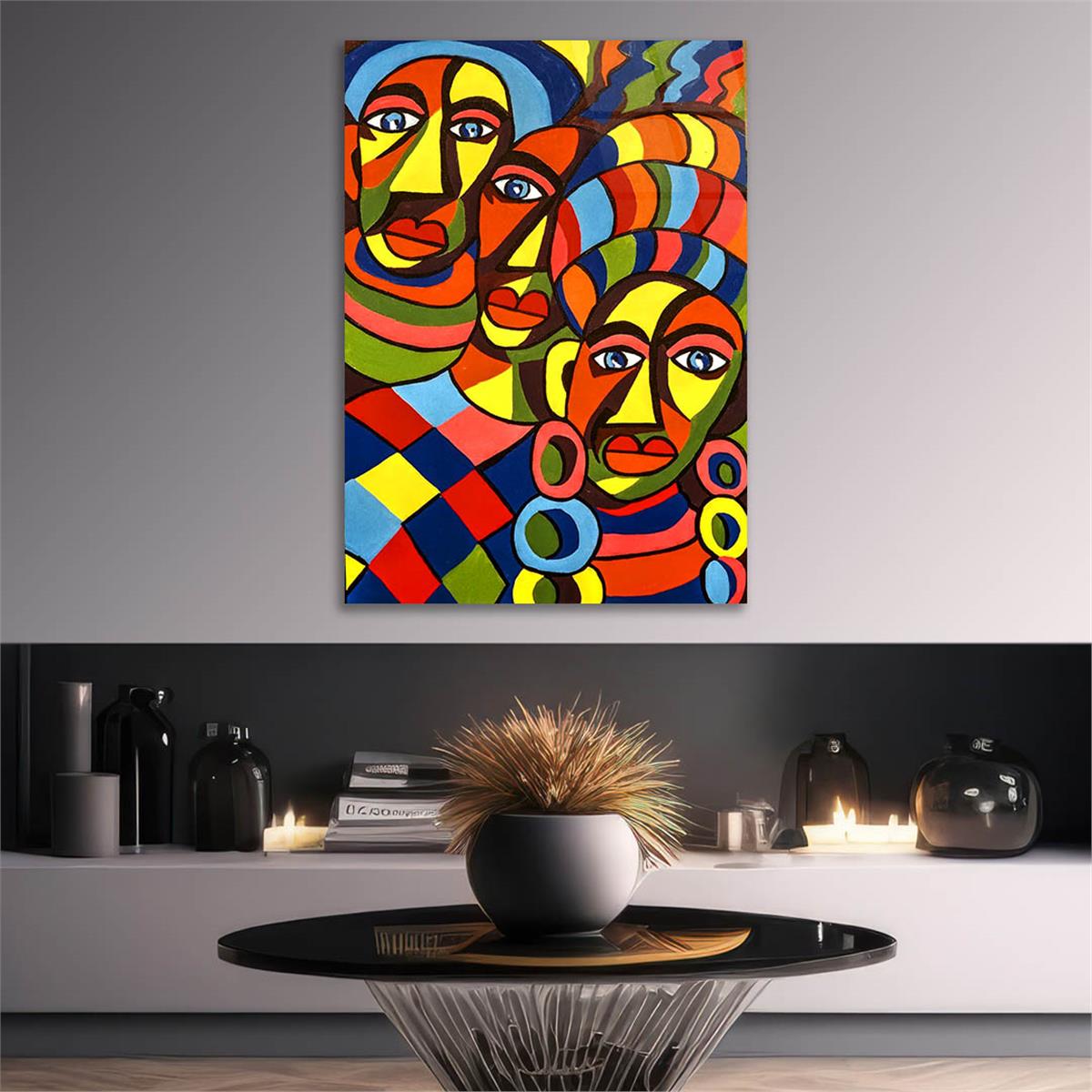 Dikey Sanat Temalı Cam Tablo 391