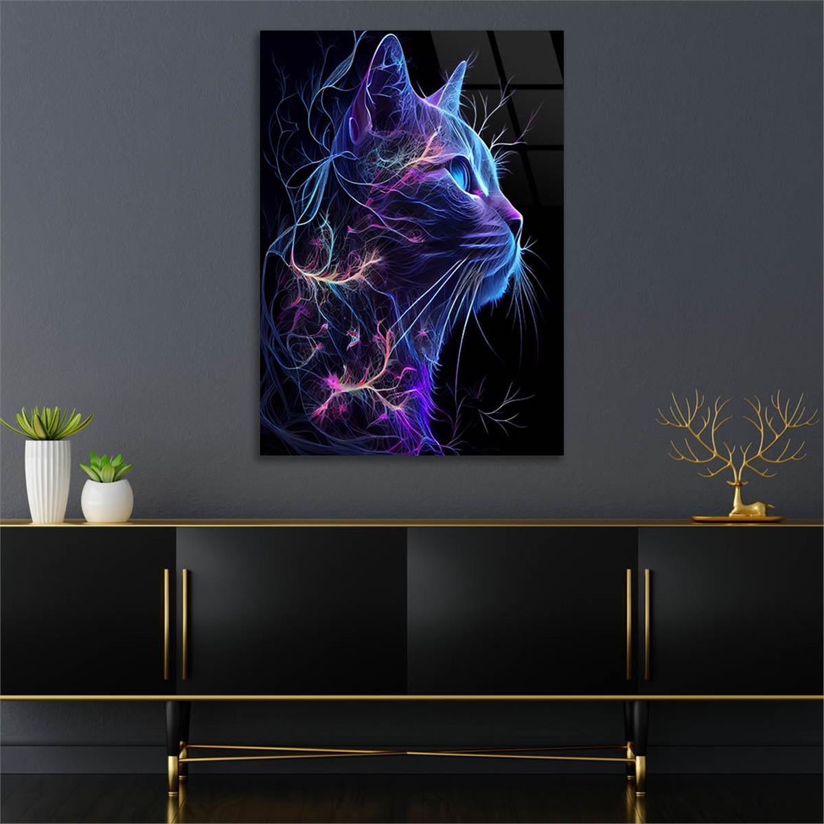 Dikey Sanat Temalı Cam Tablo 432